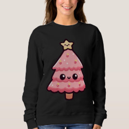 Sudadera Carácter de árbol de Navidad rosado lindo