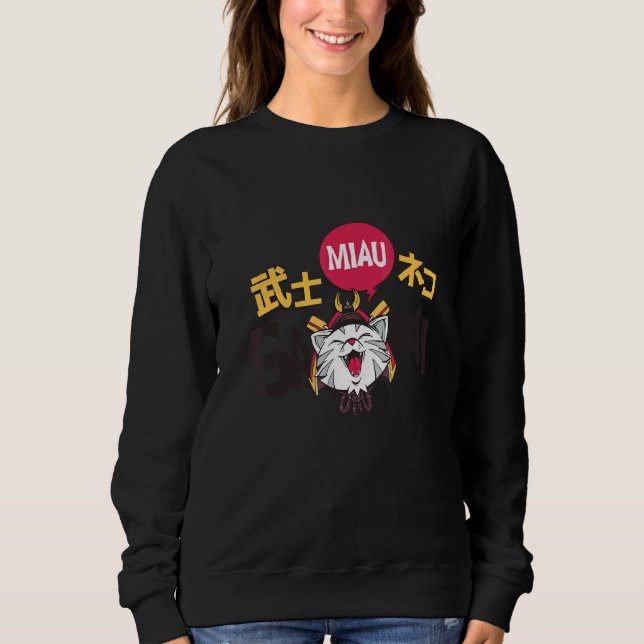 Sudadera Carácter japonés del gato samurai (Anverso)