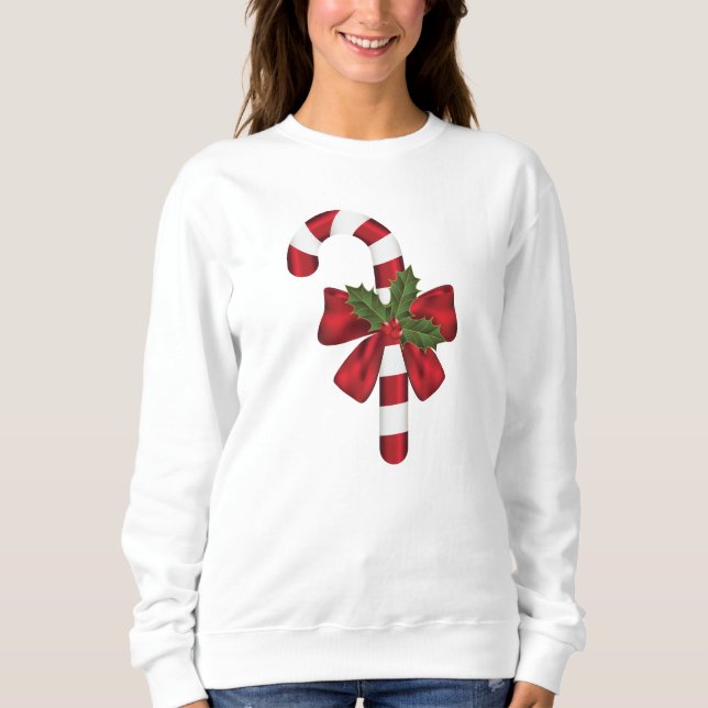 Sudadera Caramelo De Navidad Con Un Lazo Y Acebo De Navidad (Anverso)