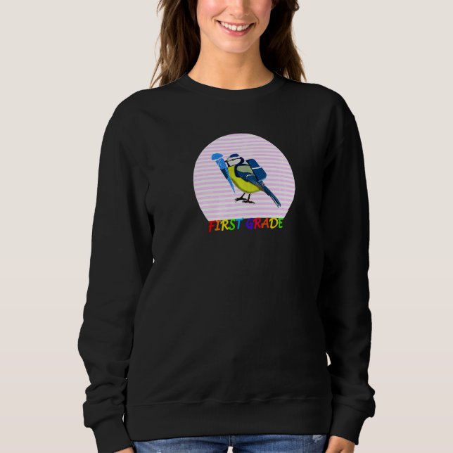 Sudadera Carbonero azul pájaro primer día de escuela primer (Anverso)