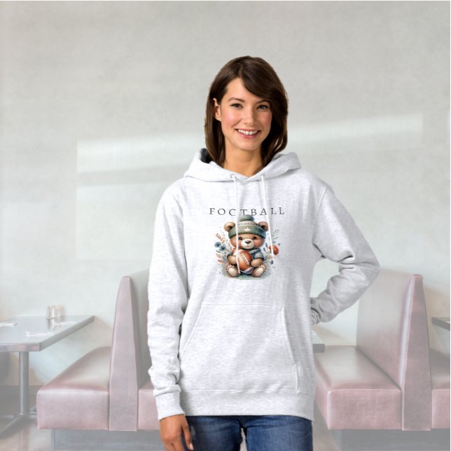 Sudadera Carcasa de fútbol para Personalizado de Oso Cute (Cute Custom Football Hoodie)