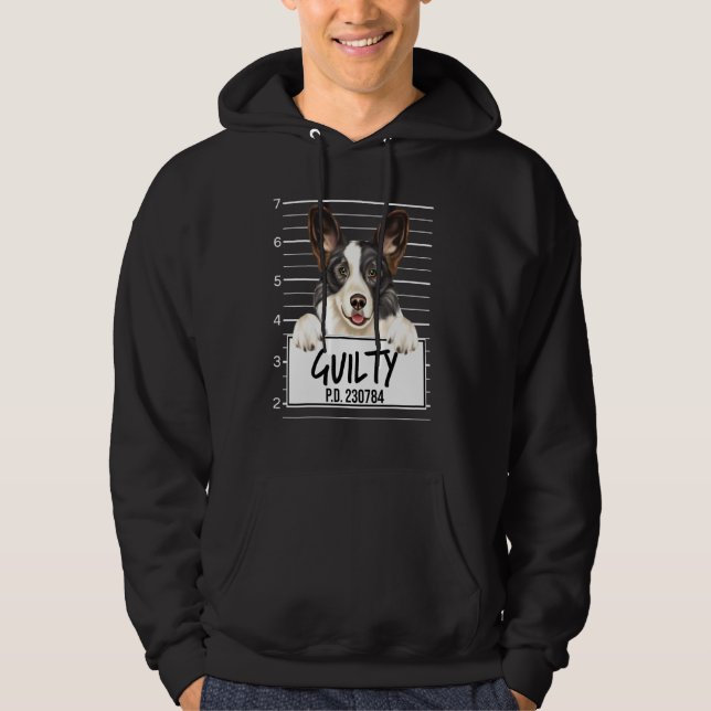 Sudadera Cardigan Galés Corgi Mugshot Perro Culpable (Anverso)