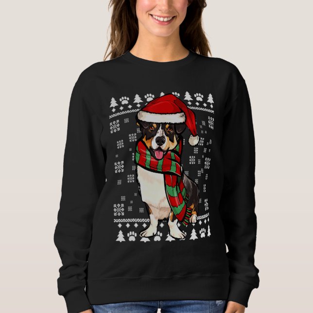 Sudadera Cardigan Welsh Corgi Perro Santa Hat Navidad Feo C (Anverso)