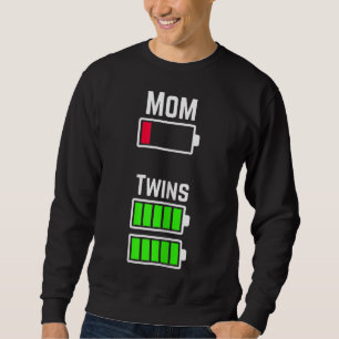 Sudadera Carga de batería baja para mamá gemela cansada