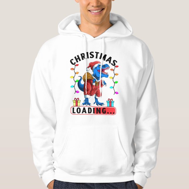 Sudadera Carga de Navidades Rex de Dinosaurio Azul T (Anverso)