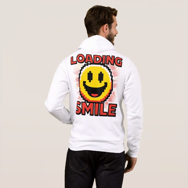 Sudadera Cargando Sonrisa – Cara Sonriente Retro de Pixel A (Reverso completo)