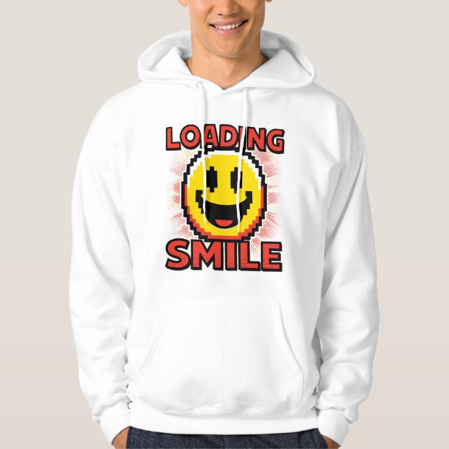 Sudadera Cargando Sonrisa – Cara Sonriente Retro de Pixel A (Anverso)