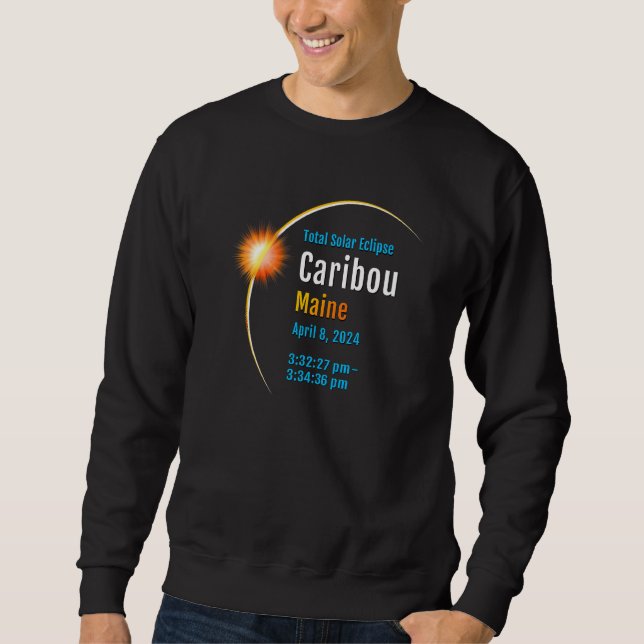 Sudadera Caribou Maine ME Total Solar Eclipse 2024 1 (Anverso)