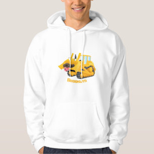 Sudadera Caricatura graciosa amarilla con bulldozer