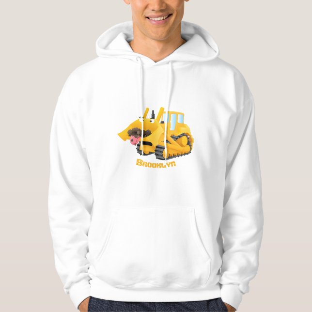 Sudadera Caricatura graciosa amarilla con bulldozer (Anverso)