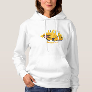 Sudadera Caricatura graciosa amarilla con bulldozer