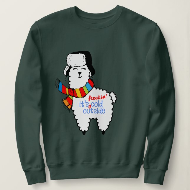 Sudadera Cariño, hace frío afuera | Llama graciosa y linda (Anverso del diseño)