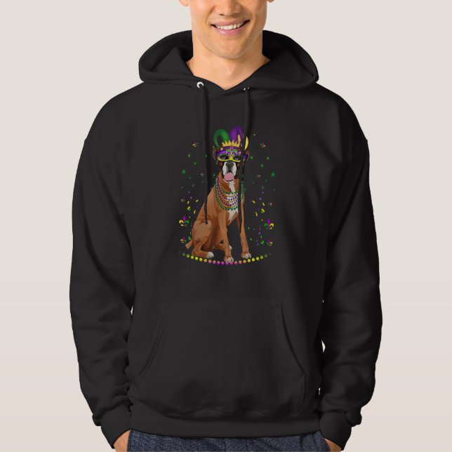 Sudadera Carnaval de perros boxeadores Cute Mardi Gras (Anverso)
