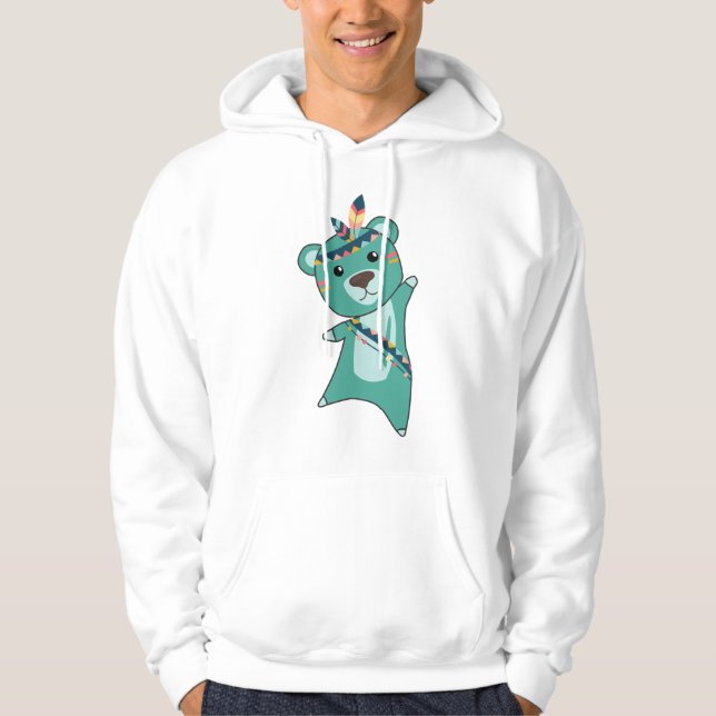 Sudadera Carnaval indio de oso turquesa Teddy Feather (Anverso)