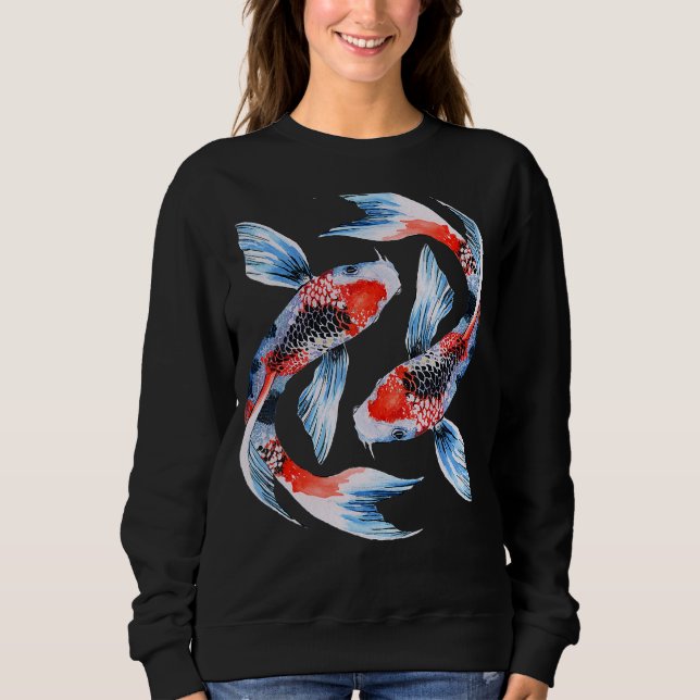 Sudadera Carpa japonesa Koi Nishikigoi Flores de cerezo de  (Anverso)