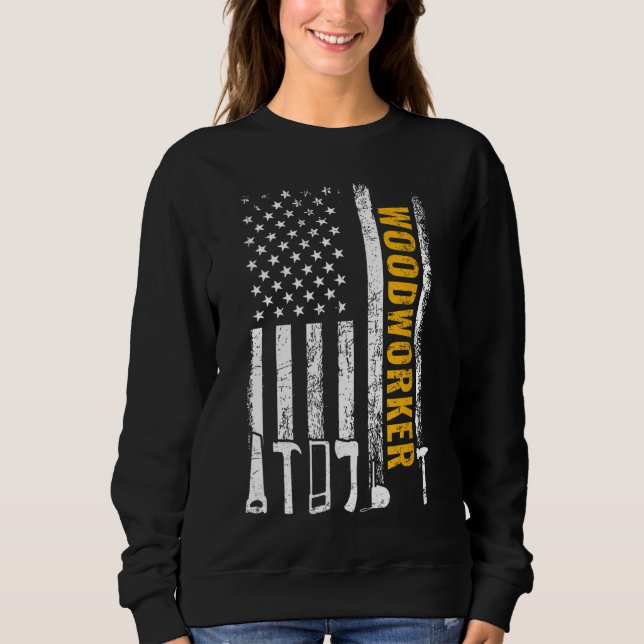 Sudadera Carpintero de Woodworker de Bandera Americana carp (Anverso)
