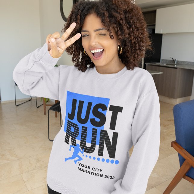 Sudadera Carrera de carreras de maratón azul para mujeres (Just Run Blue Marathon Runner Track Race Women's Sweatshirt)