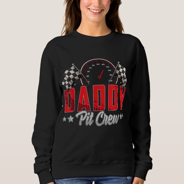 Sudadera Carreras de fiesta de cumpleaños de Race Car Daddy (Anverso)