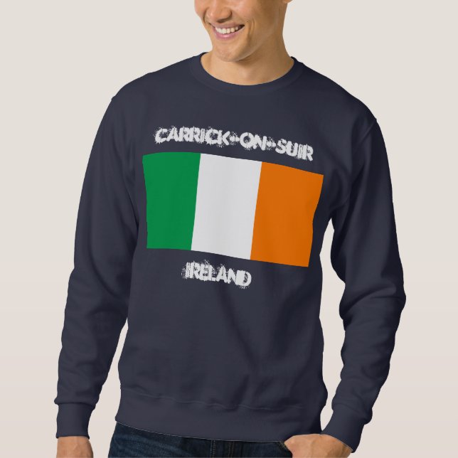 Sudadera Carrick-on-Suir, Irlanda con bandera irlandesa (Anverso)