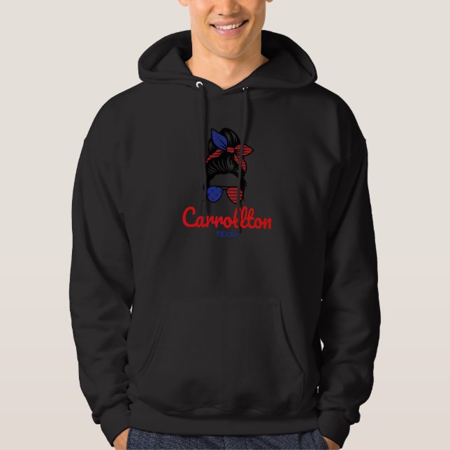 Sudadera Carrollton Texas Moño Desordenado Retro   (Anverso)