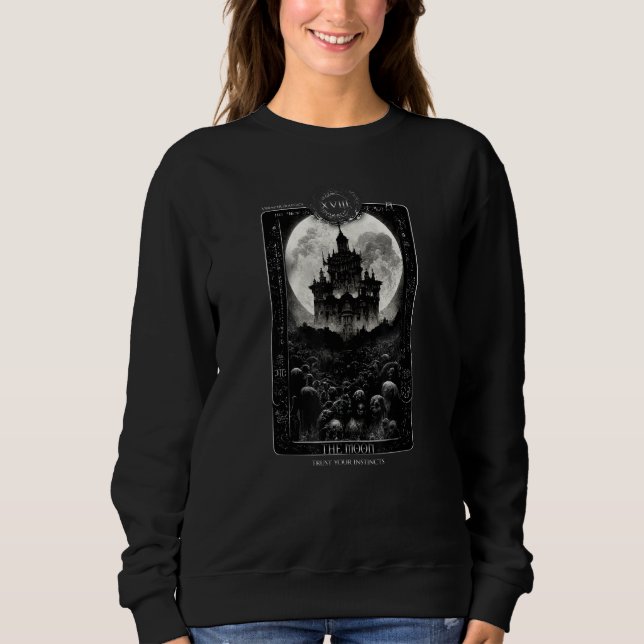 Sudadera Carta de Tarot de la Luna Mística Gótica (Anverso)