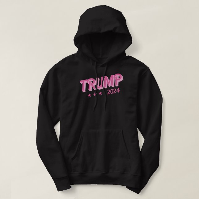 Sudadera Cartas de burbujas rosas de Trump 2024 (Diseño del anverso)