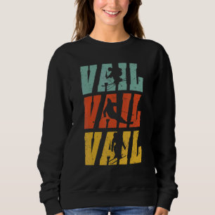Sudadera Cartas de Vail en Colores Retro Silueta de Esquiad