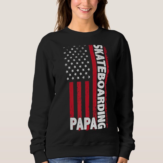 Sudadera Cartel de patinaje Papa norteamericano bandera Día (Anverso)