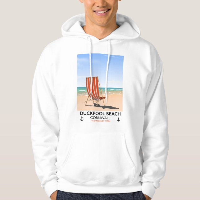 Sudadera Cartel de viaje a Duckpool Beach Cornwall (Anverso)