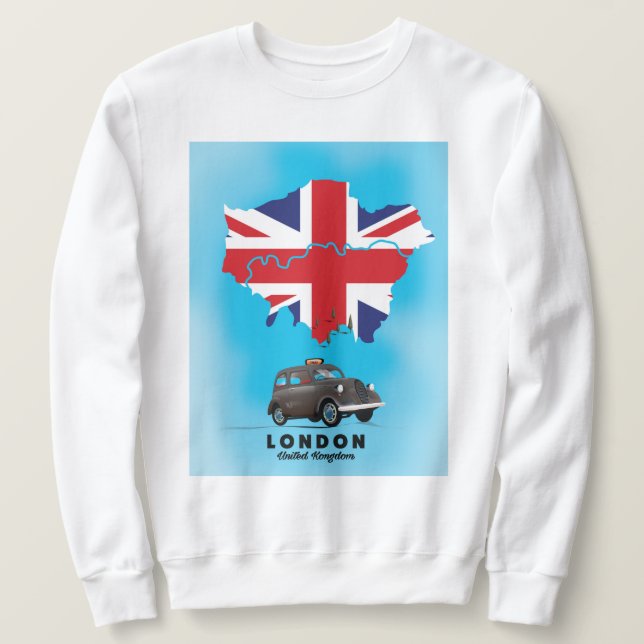 Sudadera Cartel de viaje con mapa ilustrado de Londres (Anverso del diseño)