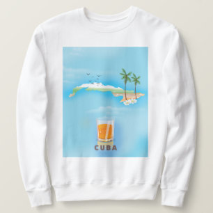 Sudadera Cartel de viaje de mapa ilustrado de Cuba