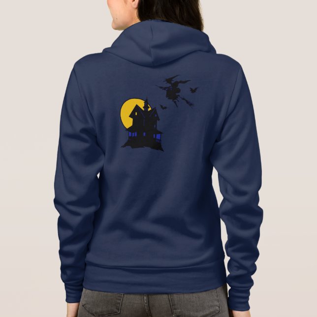 Sudadera casa embrujada de halloween, brujas, diseño de cap (Reverso)
