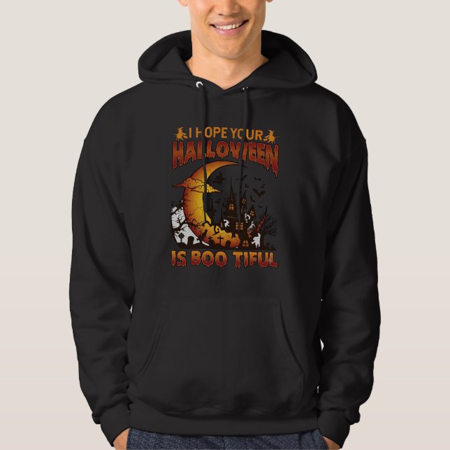 Sudadera Casa embrujada hermosa de Halloween Luna creciente (Anverso)