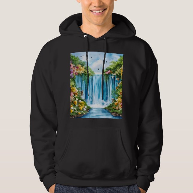 Sudadera Cascada pintada a la acuarela (Anverso)