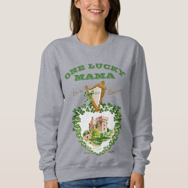 Sudadera Castillo de Blarney de St Patrick Harp Lucky Mama (Anverso)