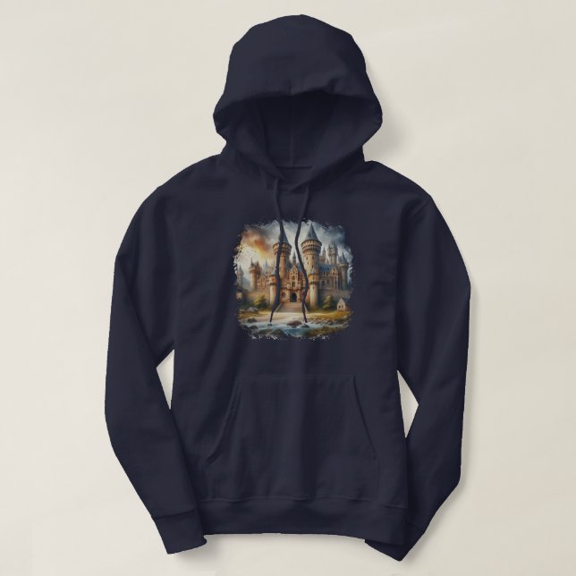 Sudadera Castillo medieval al atardecer con cielos atmosfér (Diseño del anverso)