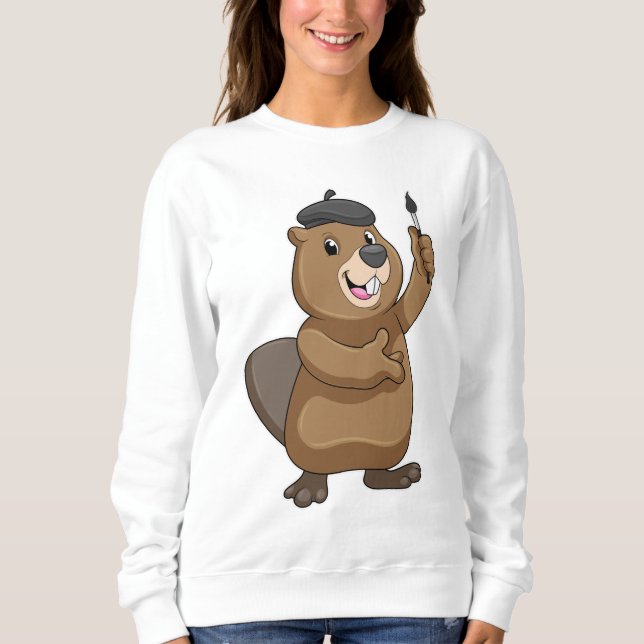 Sudadera castor como pintador con pincel de pintura (Anverso)