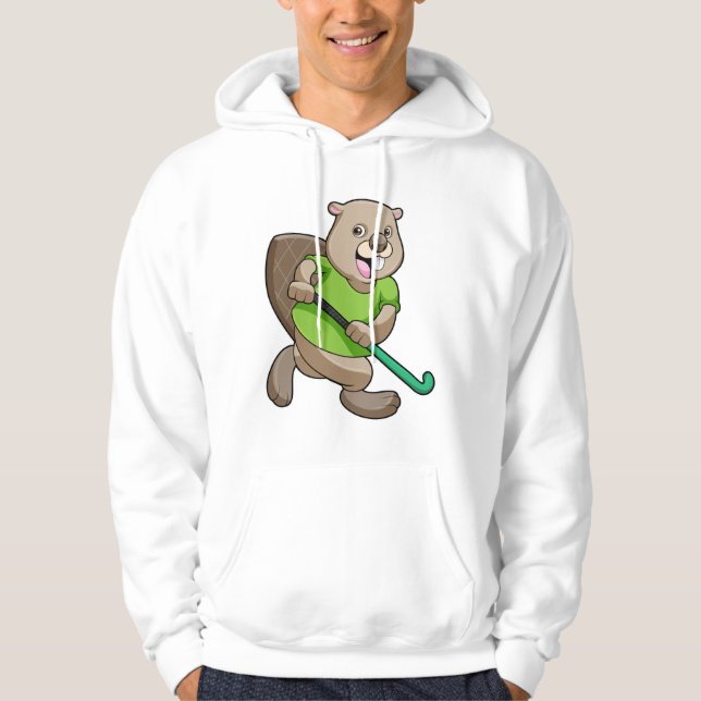 Sudadera castor en hockey con bate de hockey (Anverso)
