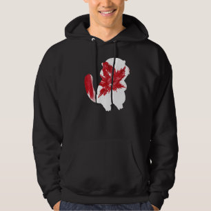 Sudadera castor en hoja de arce Bandera canadiense feliz Ca