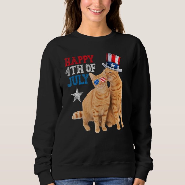 Sudadera Cat 4th of July USA Flag Family Matching Couples F (Anverso)