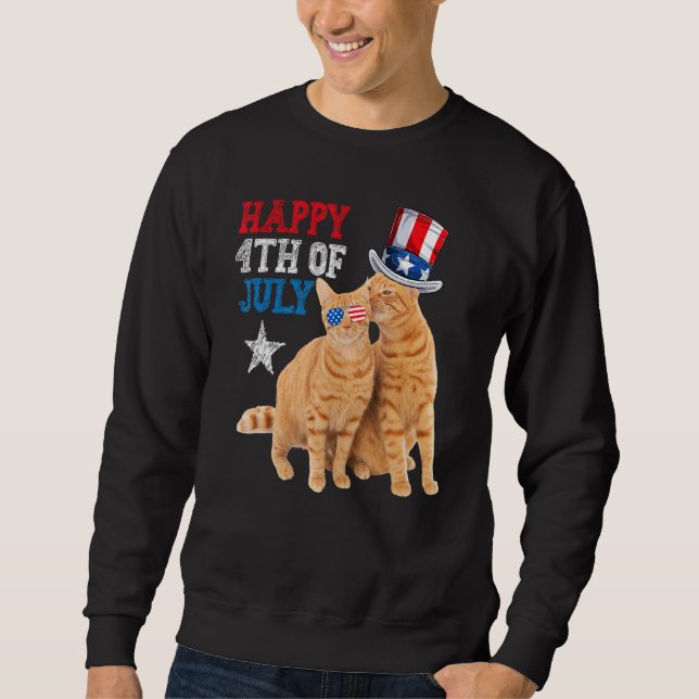 Sudadera Cat 4th of July USA Flag Family Matching Couples F (Anverso)