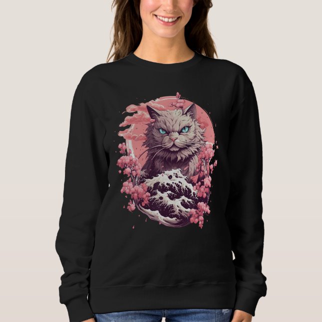 Sudadera Cat Among Cherry Blossoms  Japanese Cat (Anverso)