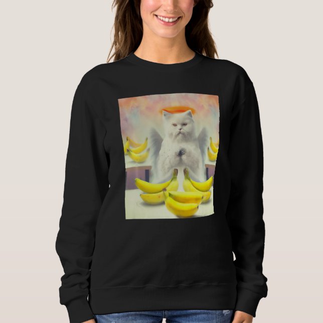 Sudadera Cat angel artwork meow kitty portrait cute banana  (Anverso)