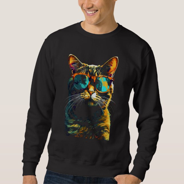 Sudadera Cat Artwork  Sunglasses Animal Cat (Anverso)