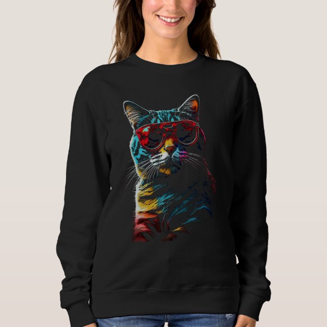 Sudadera Cat Artwork  Sunglasses Animal Cat 1 (Anverso)