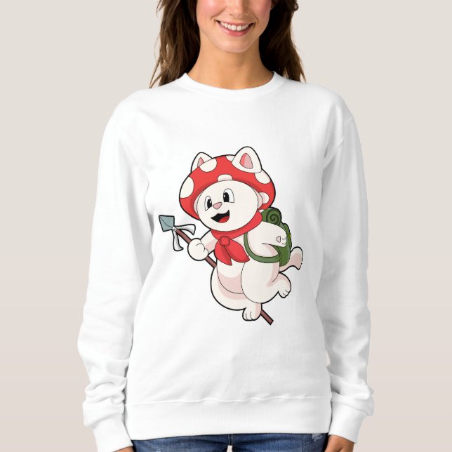 Sudadera Cat as Mushroom picker with Mushroom (Anverso)