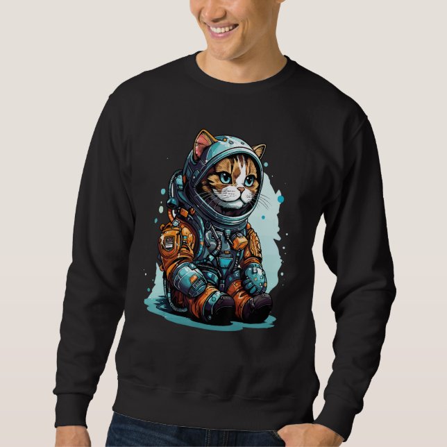 Sudadera Cat Astronaut Helmet Space Explorer Astronauts Cat (Anverso)