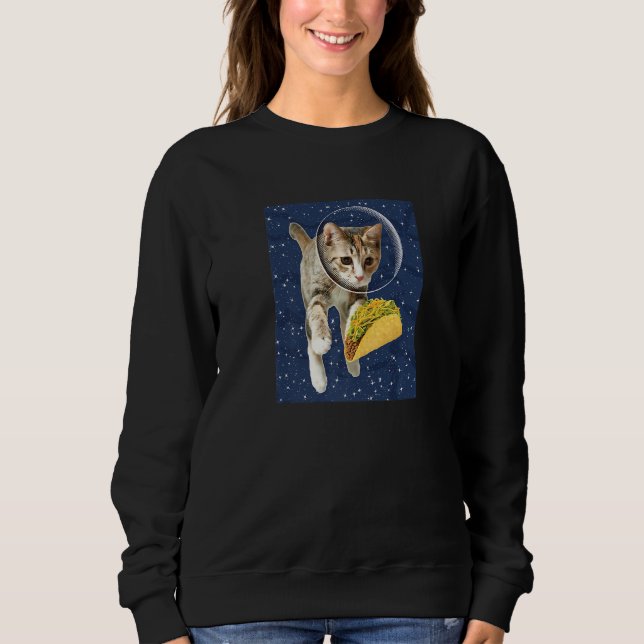 Sudadera Cat Astronaut Taco in Space Funny Mexican Food Kit (Anverso)