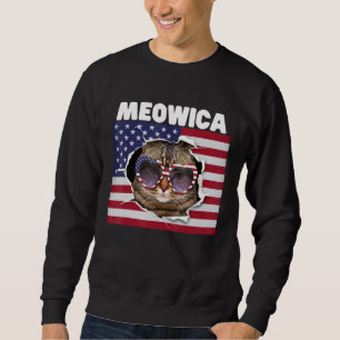 Sudadera Cat Bandera Americana 4 de Julio Cute Meowica Usa
