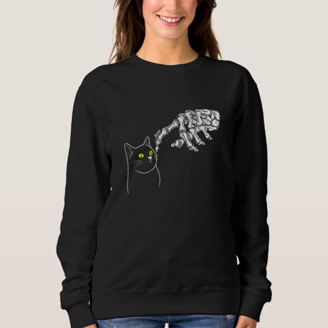 Sudadera Cat Black  Skeleton Hand Boop  Halloween (Anverso)